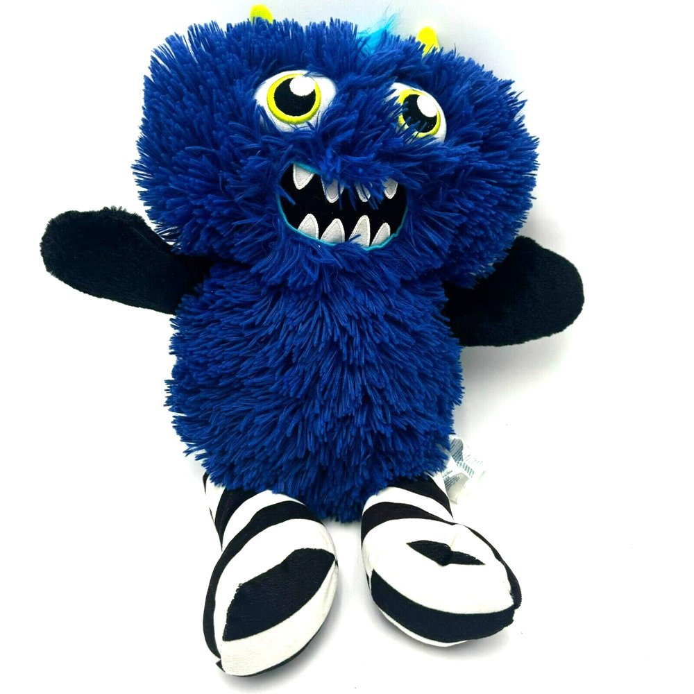 BUILD A BEAR Blue Furry Mixter Monster Plush‎ black arms striped legs Halloween